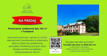 Predaj – priestranný podkrovný byt, 145 m² v Trebišove